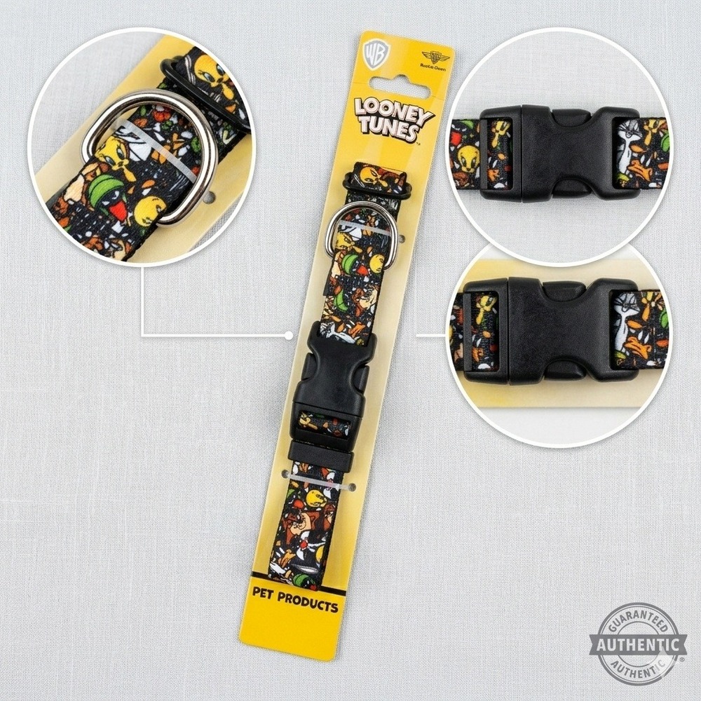 Looney Tunes Dog Collar Large 15-26 Adjustable Buckle‎ Down Cartoon Print New